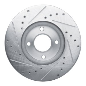 Nissan Kicks Brake Rotor (1) - Front Right - R1 Concepts - Drilled & Slotted - Silver - `17-`25